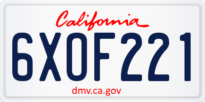 CA license plate 6XOF221