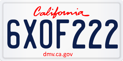 CA license plate 6XOF222