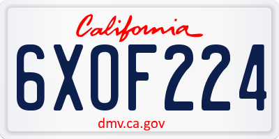 CA license plate 6XOF224