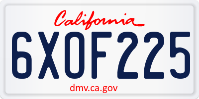 CA license plate 6XOF225