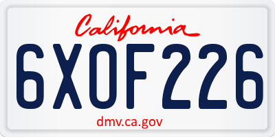 CA license plate 6XOF226