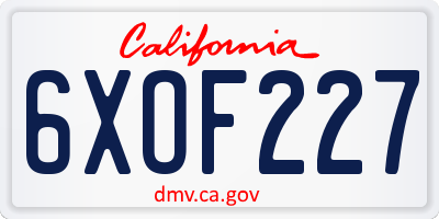 CA license plate 6XOF227