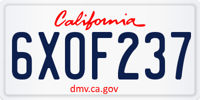 CA license plate 6XOF237