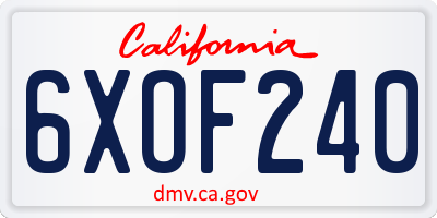 CA license plate 6XOF240