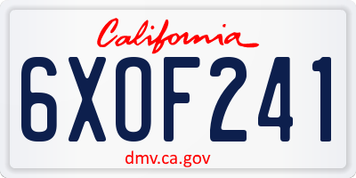 CA license plate 6XOF241