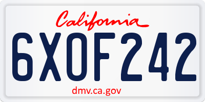CA license plate 6XOF242