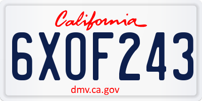 CA license plate 6XOF243