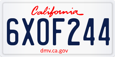 CA license plate 6XOF244