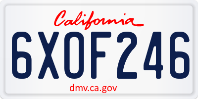 CA license plate 6XOF246