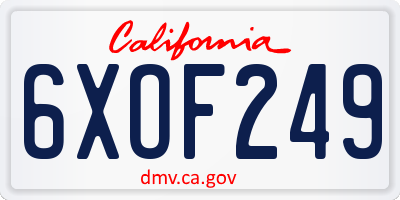 CA license plate 6XOF249