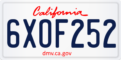 CA license plate 6XOF252