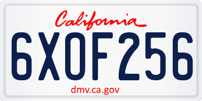 CA license plate 6XOF256