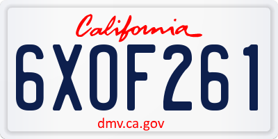 CA license plate 6XOF261