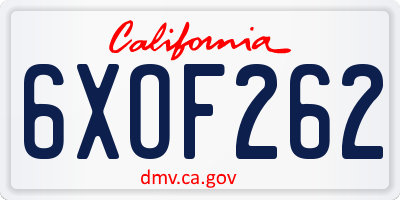 CA license plate 6XOF262