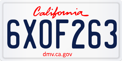 CA license plate 6XOF263