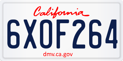 CA license plate 6XOF264