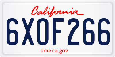 CA license plate 6XOF266