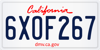 CA license plate 6XOF267