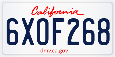 CA license plate 6XOF268