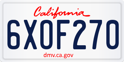 CA license plate 6XOF270