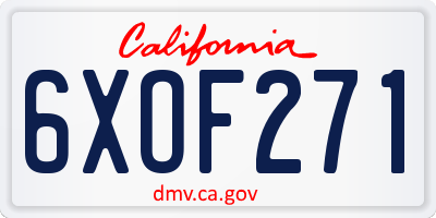 CA license plate 6XOF271
