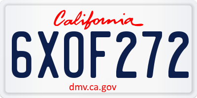 CA license plate 6XOF272
