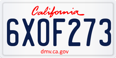 CA license plate 6XOF273