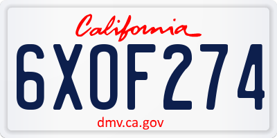 CA license plate 6XOF274