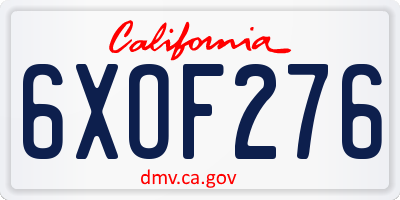 CA license plate 6XOF276