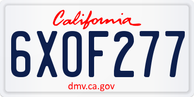 CA license plate 6XOF277