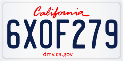 CA license plate 6XOF279