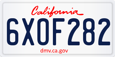 CA license plate 6XOF282