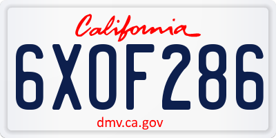 CA license plate 6XOF286