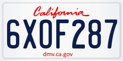 CA license plate 6XOF287