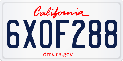 CA license plate 6XOF288