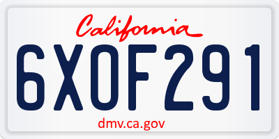 CA license plate 6XOF291