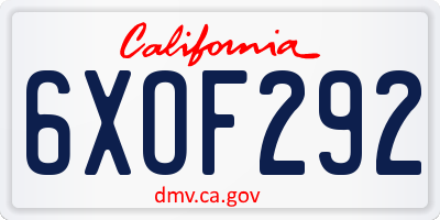 CA license plate 6XOF292