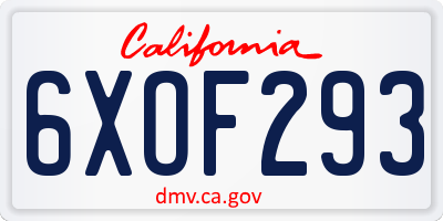 CA license plate 6XOF293