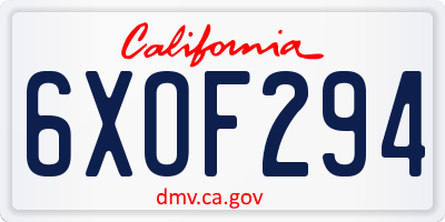 CA license plate 6XOF294