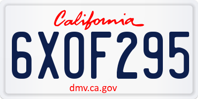 CA license plate 6XOF295
