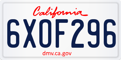 CA license plate 6XOF296