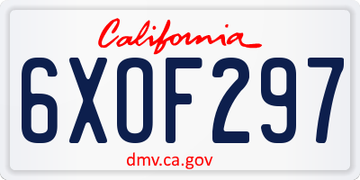 CA license plate 6XOF297