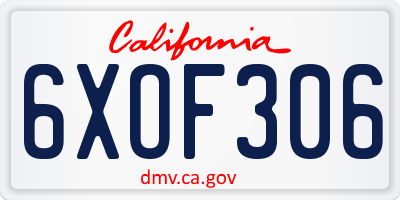 CA license plate 6XOF306