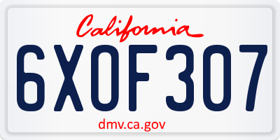 CA license plate 6XOF307
