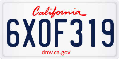 CA license plate 6XOF319