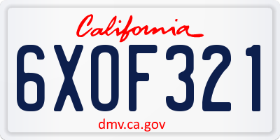 CA license plate 6XOF321