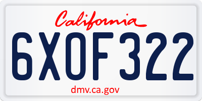 CA license plate 6XOF322