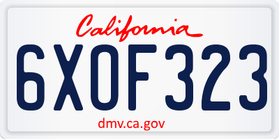 CA license plate 6XOF323