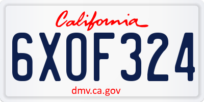 CA license plate 6XOF324