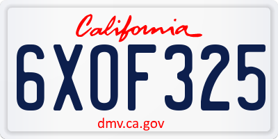 CA license plate 6XOF325
